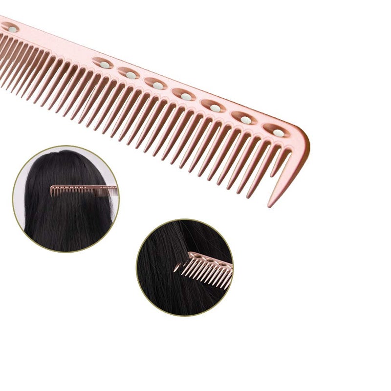 wweenuo 2 pcs Stainless Steel Hair Combs Anti Static Styling Comb Hairdressing Barbers Combs (Rose Gold) - Image 4